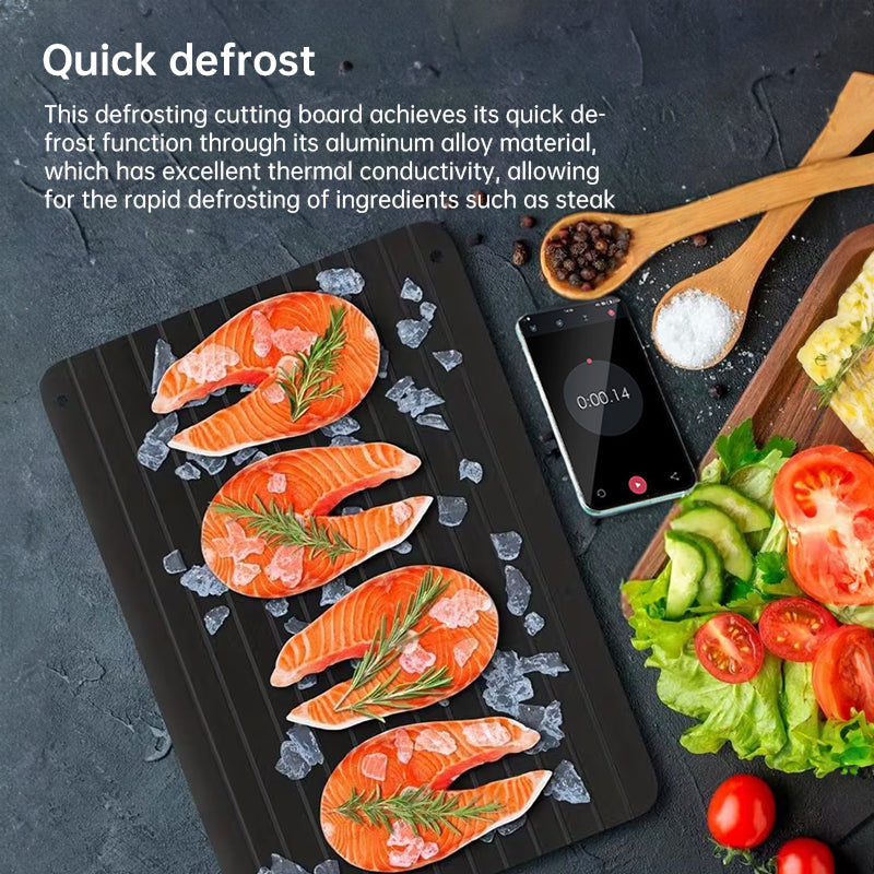 Quick Thawing Tray | Large Size with Groove Design for Frozen Meat & Food, Safe & Rapid Kitchen Thawing Tool