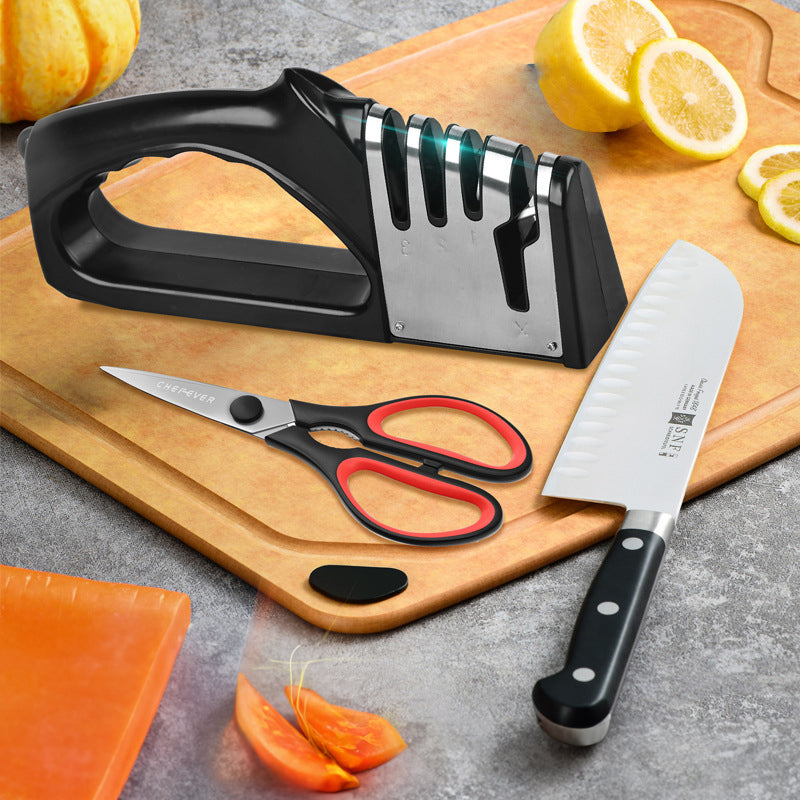 4 - stage kitchen knife sharpener, multifunctional, portable, non - slip base, kitchen gadget