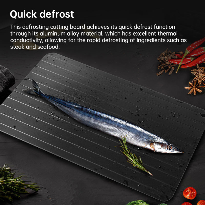 Quick Thawing Tray | Large Size with Groove Design for Frozen Meat & Food, Safe & Rapid Kitchen Thawing Tool